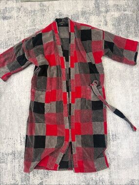 Patchwork Check Robe with Waist Tie